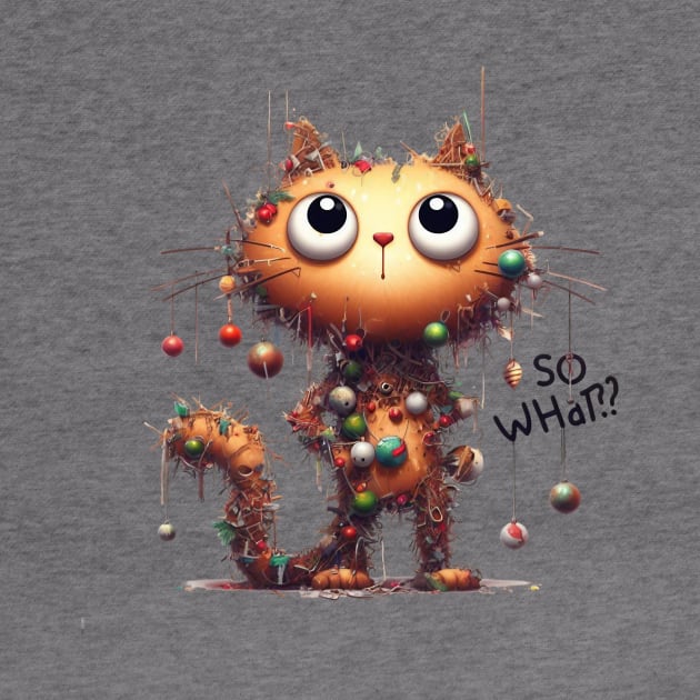 Cat Destroying Christmas Tree Illustration by Dmytro